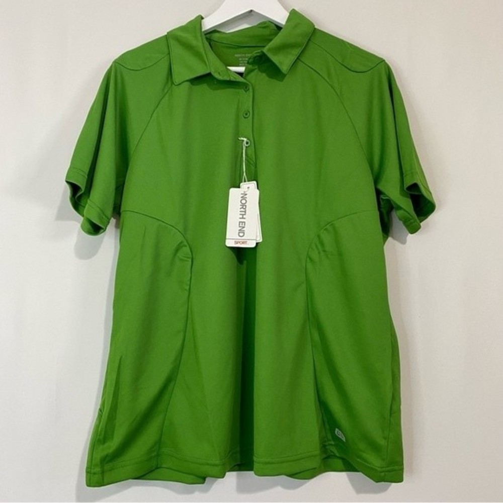 North End Sport Women’s Short Sleeve Moisture Wicking Polo Valley Green XL NWT